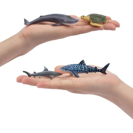 TOYMANY 24pcs Mini Ocean Animal Figurines: Realistic Cake Toppers with Sharks, Whales & Octopus - Great for Kids' Parties, Gifts & School Projects