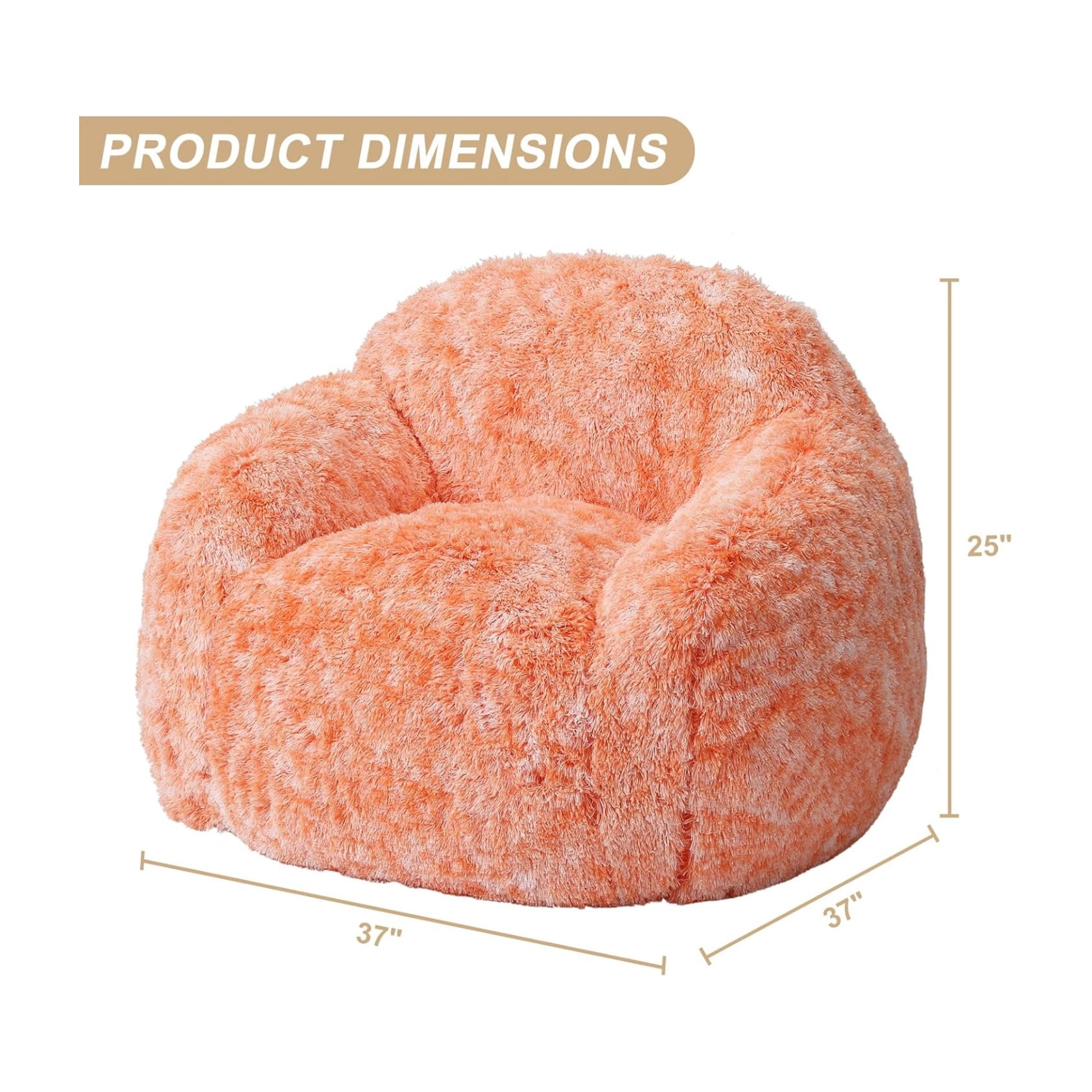 Home Lazy Sofa Bean Bag Chairs for Adults, Faux Fur Bean Bag Chair with Filler, Soft Plush Living Room Beanbag Chair Armrest Bean Bag Couch, Fluffy Couch Lazy Sofa Chair for Reading