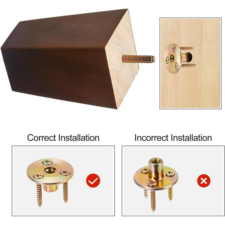 5 Inch Solid Wood Furniture Legs,4 Pcs Dresser Legs Sofa Replacement Legsmid Century Modern Wooden Replacement Feet With Gasket Non Slip Mat M4 Screwsfor Couchbedarmchairset Of 4