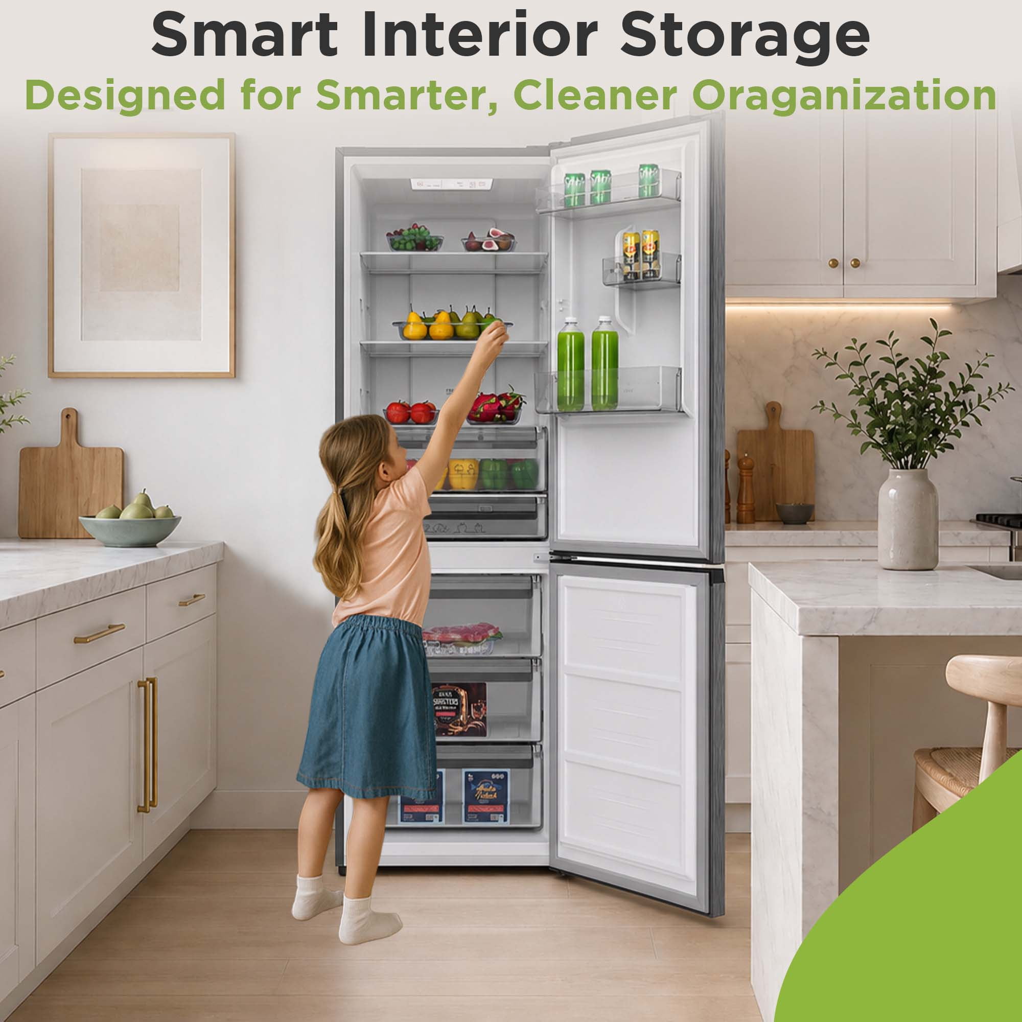 Hamilton Beach 11.5 Cu. ft. Frost-Free Refrigerator, Bottom Mount Apartment Size Fridge, Stainless Steel