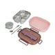 thumbnail image 5 of Fiambrera de acero inoxidable para trabajadores de oficina, compartimento para cantimplora para niños, fiambrera aislada (tazón de sopa de cuatro rejillas rosa y morado, lonchera individual), 5 of 8