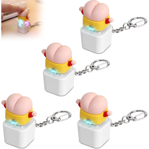Clicker Fidget Toy With Light & Sound, Light Up Keyboard Fidget Keychain, Sensory Stress Relief Toy For Desk Travel (4Pcs)