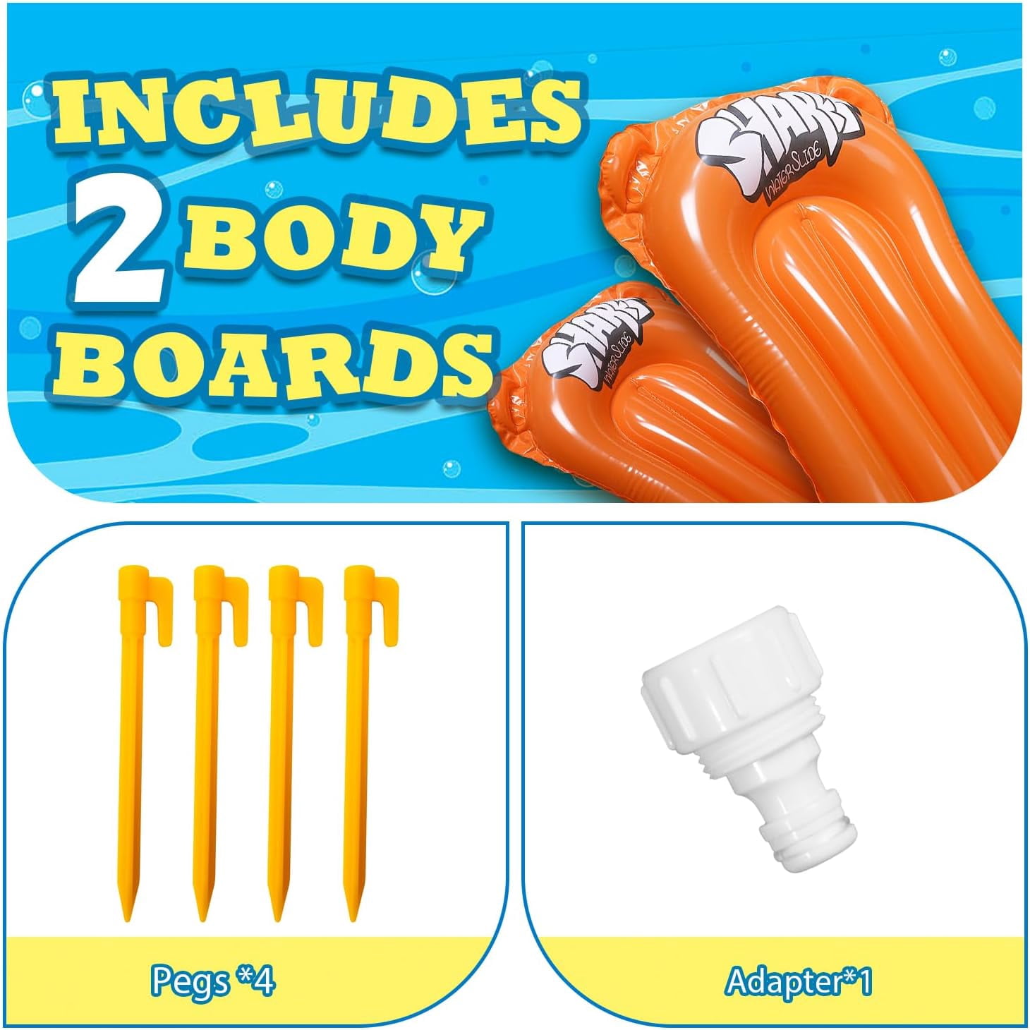 Slip Water Slide, 17ftx3 Lane Slip Water Slide for Kids Backyard Lawn,Summer Water Toys Outdoor Sprinkler with 3 Sliding Racing Lanes and 3 Inflatable Bodyboards