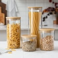thumbnail image 1 of Gala Houseware Ensemble de Contenants de Rangement pour Aliments, Pots en Verre Hermétiques avec Couvercles en Bambou, Contenants Transparents pour Garde-Manger, Ensemble de 4, 1 of 7
