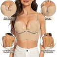 thumbnail image 2 of 75D Sujetador con espalda baja para mujer, sujetador sin espalda con escote profundo en forma de U y tirantes transparentes convertibles, 2 of 5