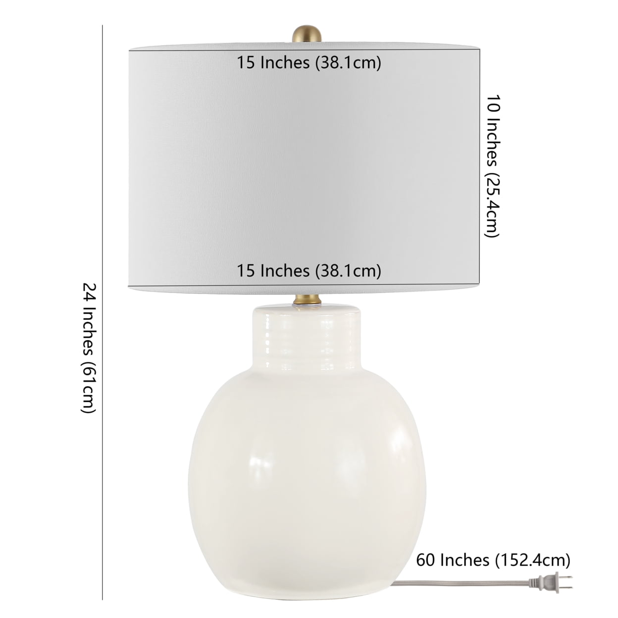 SAFAVIEH Jonie Solid Ceramic Table Lamp, Ivory, Set of 2