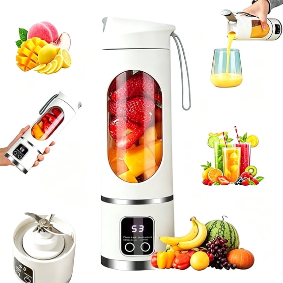 Saisi White Digital Display Portable Blender, 15 oz, Brand New, Suitable for All Crowds