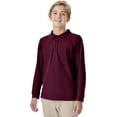 thumbnail image 3 of Classroom School Uniforms Big Kid Long Sleeve Pique Polo CR835Y, XL, Burgundy, 3 of 7