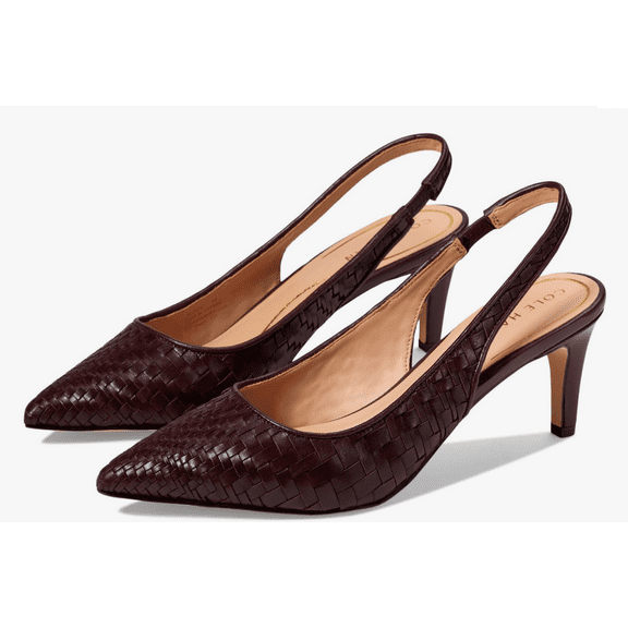 Cole Haan Vandam Sling Pump 65mm Bloodstone Woven Leather