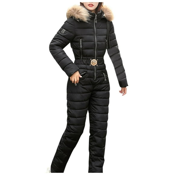 Outfmvch Winter Coats For Women Coats For Women Women Fashion Casual Thick Hot Snowboard Skisuit Outdoor Sports Zipper Ski Suit Womens Coats Black L