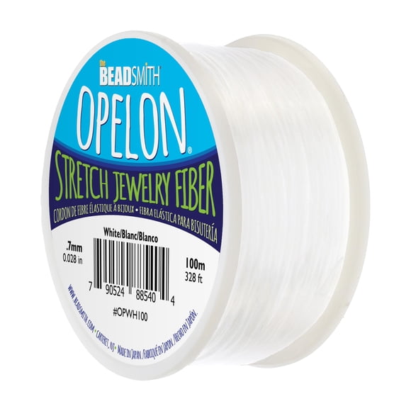 Cordón para abalorios The Beadsmith Opelon Stretch Jewelry, color blanco, 0,7 mm