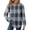 Dark Gray, variant on Women's Top Plaid Print Round Neck Long Sleeve Loose Fit Fall Winter Trendy Everyday Weekend Outings Stylish Basic Versatile Camel M