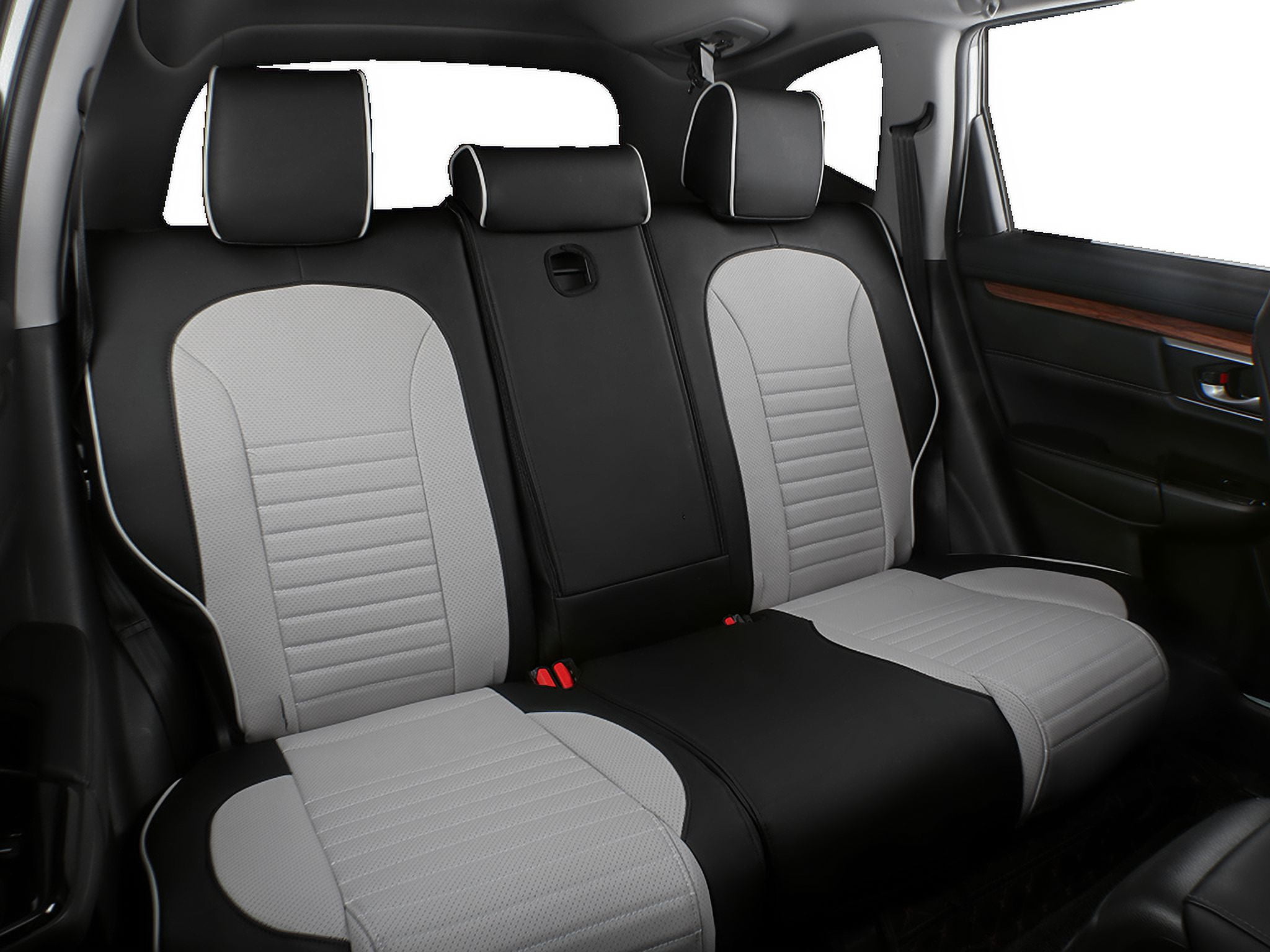 EKR CRV Seat Covers Custom Fit for Honda CRV 2015 2016 Full Set Car Seat Cover for SUV, Leather Truck Seat Protectors,Faux Leather Black/Gray