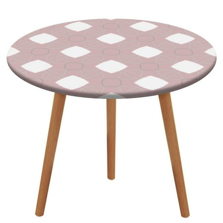 

Bybiment Round Fitted Tablecloth with Elastic Edge Abstract Purple Pattern Decorative Tablecloth Table Cover 51 Inch