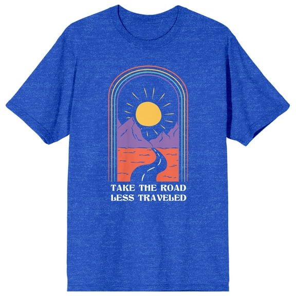 Adventure Society Take The Road Less Traveled Men's Royal Blue Heather T-Shirt-Medium