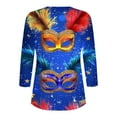 thumbnail image 5 of Cadancy Mardi Gras Shirts for Women 3/4 Sleeve Button V Neck Tunic Pullover Tops Glitter Holiday Rave Party Trendy Blouse Casual Loose Carnival Outfits, 5 of 6