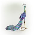 thumbnail image 3 of Alpine Corporation 28" Metallic Peacock Garden Statue, 3 of 13