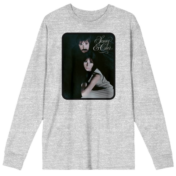 Sonny & Cher The Two Of Us Crew Neck Long Sleeve Athletic Heather Adult Tee 
-Medium