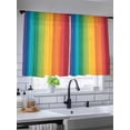 thumbnail image 5 of Sheer Curtains 45 Inch Length, Rainbow Striped Semi Sheer Curtains Light Filtering Window Treatment, Colorful Gradients Modern Abstract Art Privacy Voile Drapes for Living Room Bedroom 52x45 Inch, 5 of 7