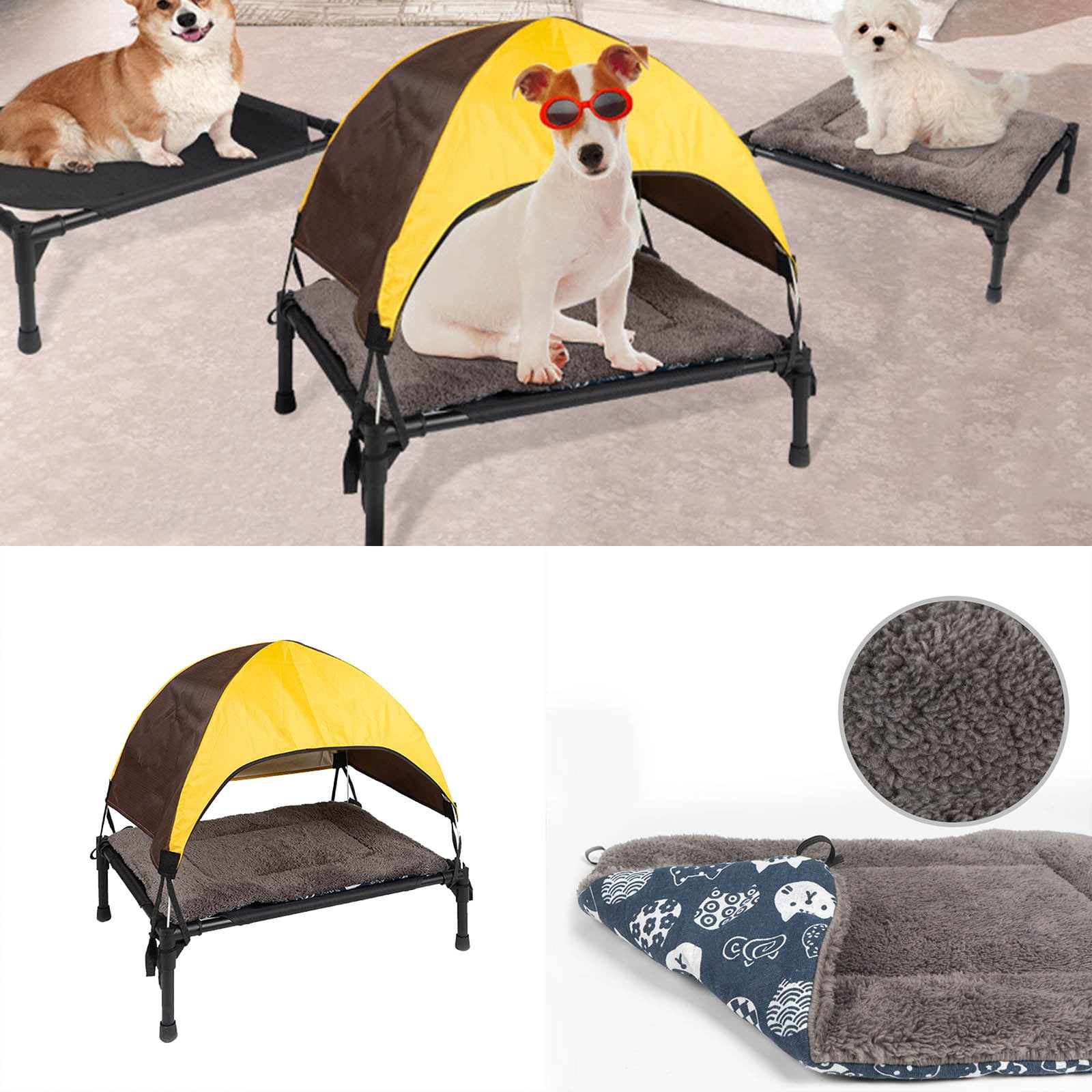 Elevated Pet Cot Bed for Dogs and Cats Portable Folding Camping Style Outdoor Indoor Detachable Comfortable Rest