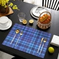 thumbnail image 4 of Blue Checkerboard Checkered Pattern Summer Placemats Table Placemats Set Of 4-Linen Kitchen Washable Placemats Table Mats 11.8"x17.7" Non-Slip Heat Resistant, 4 of 6