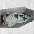 thumbnail image 6 of Waves Soft Flannel Fleece Throw Blanket, Japanese Kanagawa Illustration Nautical Ocean Surfing Theme Aquatic Pattern, Cozy Plush for Indoor and Outdoor Use, 50" x 70", Dark Blue White, by Ambesonne, 6 of 6