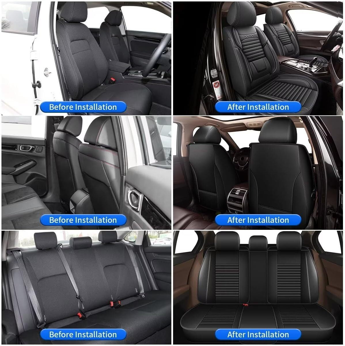 DIKSOAKR Car Seat Covers for Toyota Camry 2012-2024 2025 Full Set Faux Leather Seat Covers Breathble Waterproof (2 Row 5 Seat, Black)