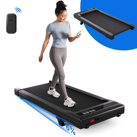 MJWW Walking Pad Treadmill with 6% Incline and Remote Control,Under Desk Treadmill for Home&Office, 250 lbs Weight Capacity