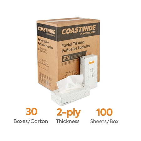 COASTWIDE Facial Tissue 2-Ply 100 Sheets/Box 30 Boxes CW57777