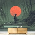 thumbnail image 3 of wall26 - Illustration - Samurai Standing on Stairway in Night Forest with The red Moon on Background,Illustration Painting - Removable Wall Mural | Self-Adhesive Large Wallpaper - 66x96 inches, 3 of 6