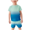 thumbnail image 2 of ibuvkizy Summer Toddler Boys Outfit Sets Clearance Kids Baby Boys Fashion Gradient Short Sleeve Round Neck Tshirt Shorts Outfits Clothes, 2 of 6