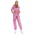 thumbnail image 4 of IBTOM CASTLE Women's Rave Outfit Shiny Crop Top Hoodie Casual Long Pants Hooded Workout Sweatshirt Dance Clubwear XL Pink, 4 of 8