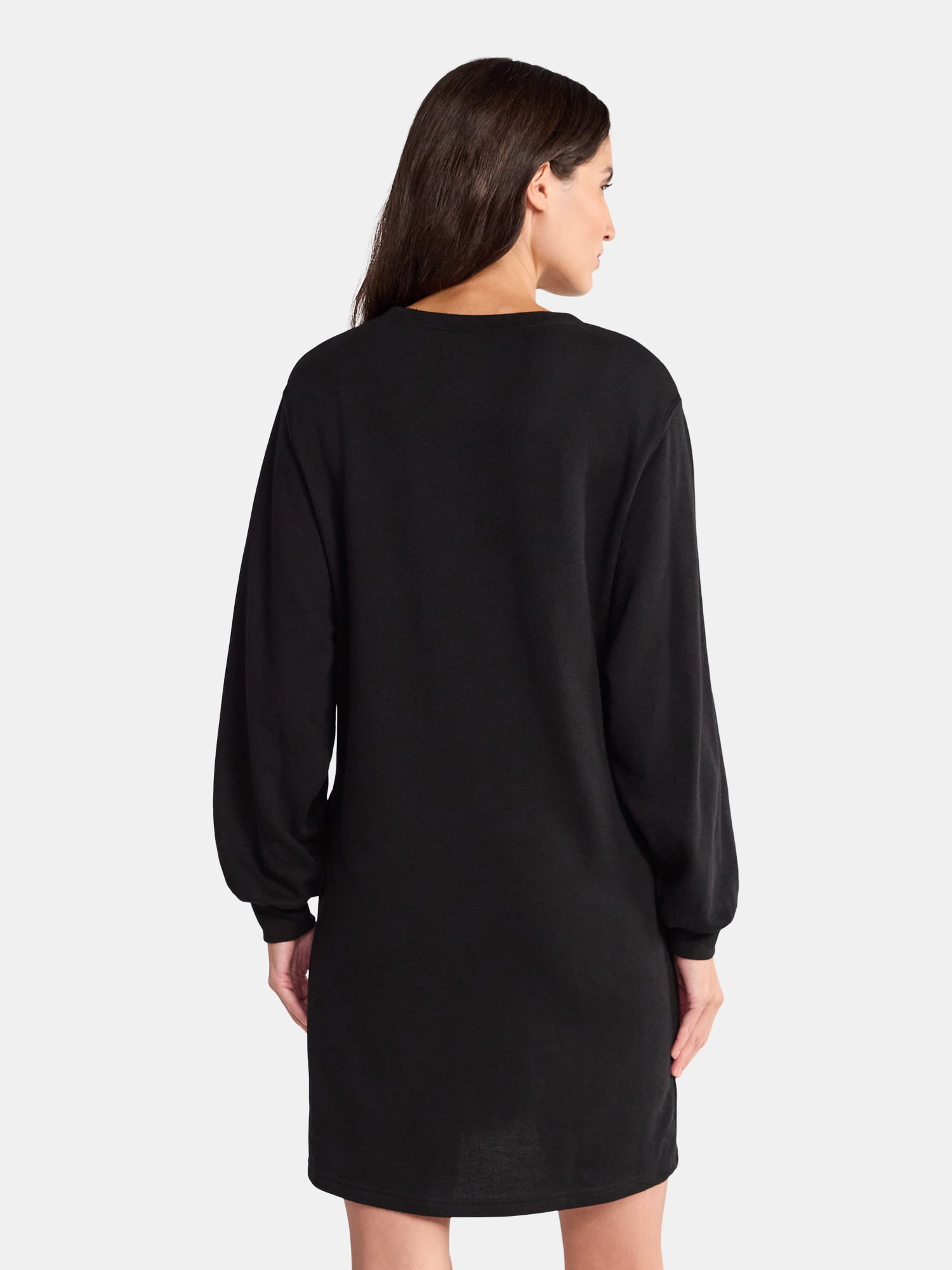 Time and Tru Women's Maternity French Terry Sweatshirt Dress with Long Sleeves, Sizes S-XXL