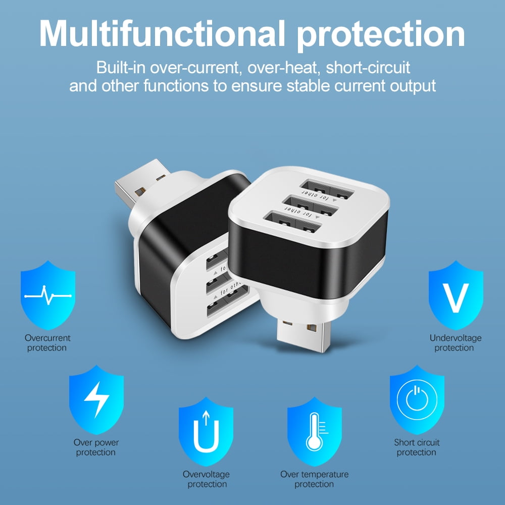 USB Splitter 3 Ports USB 2.0 HUB Quick Charge Expander Multiple Interface Car USB Extender ,Safe and Reliable