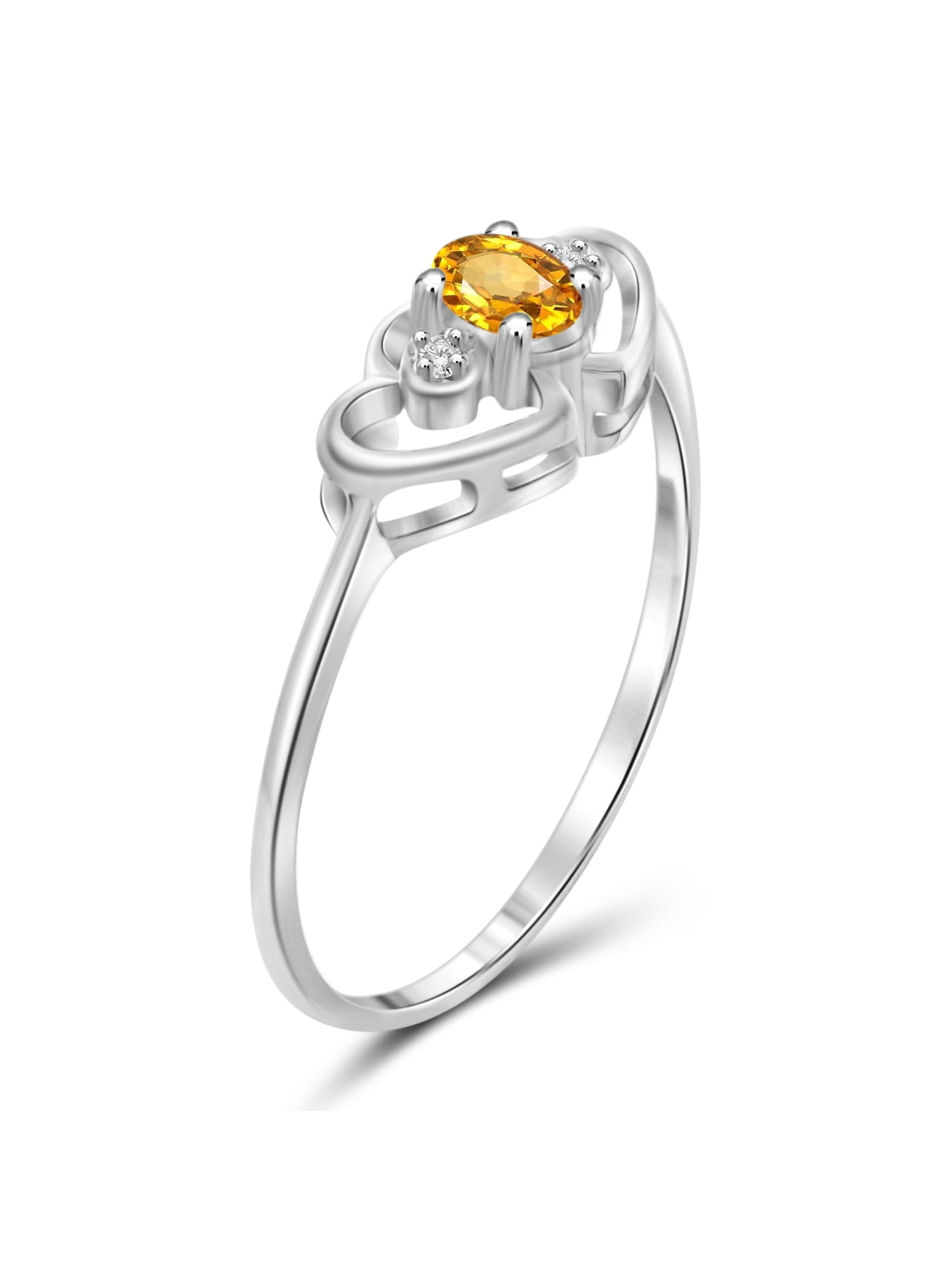 JewelersClub 0.925 Sterling Silver Citrine White Diamond Accent Gemstone Ring