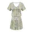thumbnail image 2 of Mini Vestido de Verano Color Sólido Cuello en V Manga Corta Vestido de Becerro Medio, Vestido Corto de Verano, 2 of 5