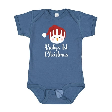 

Inktastic Babys 1st Christmas Snowman Gift Gift Baby Boy or Baby Girl Bodysuit