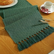 suxuMhao Tassels Table Runner, Dark Green 33x92cm - Polyester Table Runner, Thin Table Runner, Rustic Table Runner, Decorative Table Runner for Home