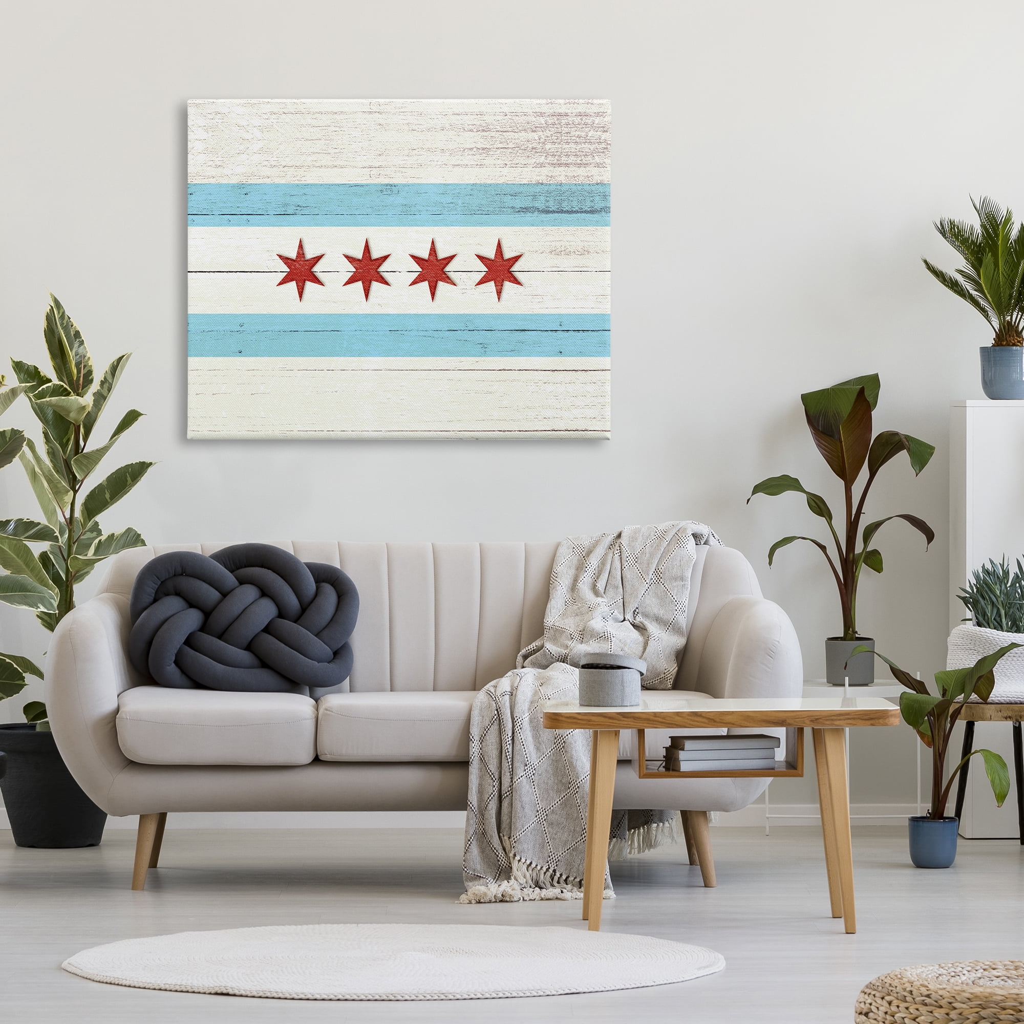 Stupell IndustriesChicago Flag Distressed Wood Look Canvas Wall Art by Daphne Polselli