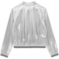 thumbnail image 6 of TiaoBug Men's Metallic Shiny Bomber Jacket Long Sleeve Button Down Shirts 70s Disco Costume Silver L, 6 of 7