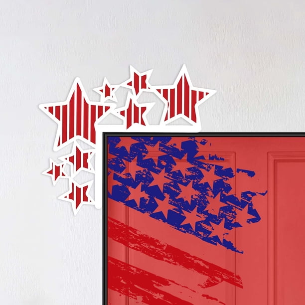 Fiudx Gran Oferta: Bandera de Madera para Esquina de Puerta Del Día de La Independencia. Adorno Patriótico para Marco de Puerta, Ideal para El Hogar, Fiestas y para Exhibir Durante Todo El Año. Rojo,