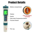thumbnail image 3 of Testeur de Qualité de l'Eau Numérique 8 en 1, TDS Mètre/ph/ec/salinité/temp/h2/orp Mètre, Résolution 0.01 Haute Précision, 3 of 9