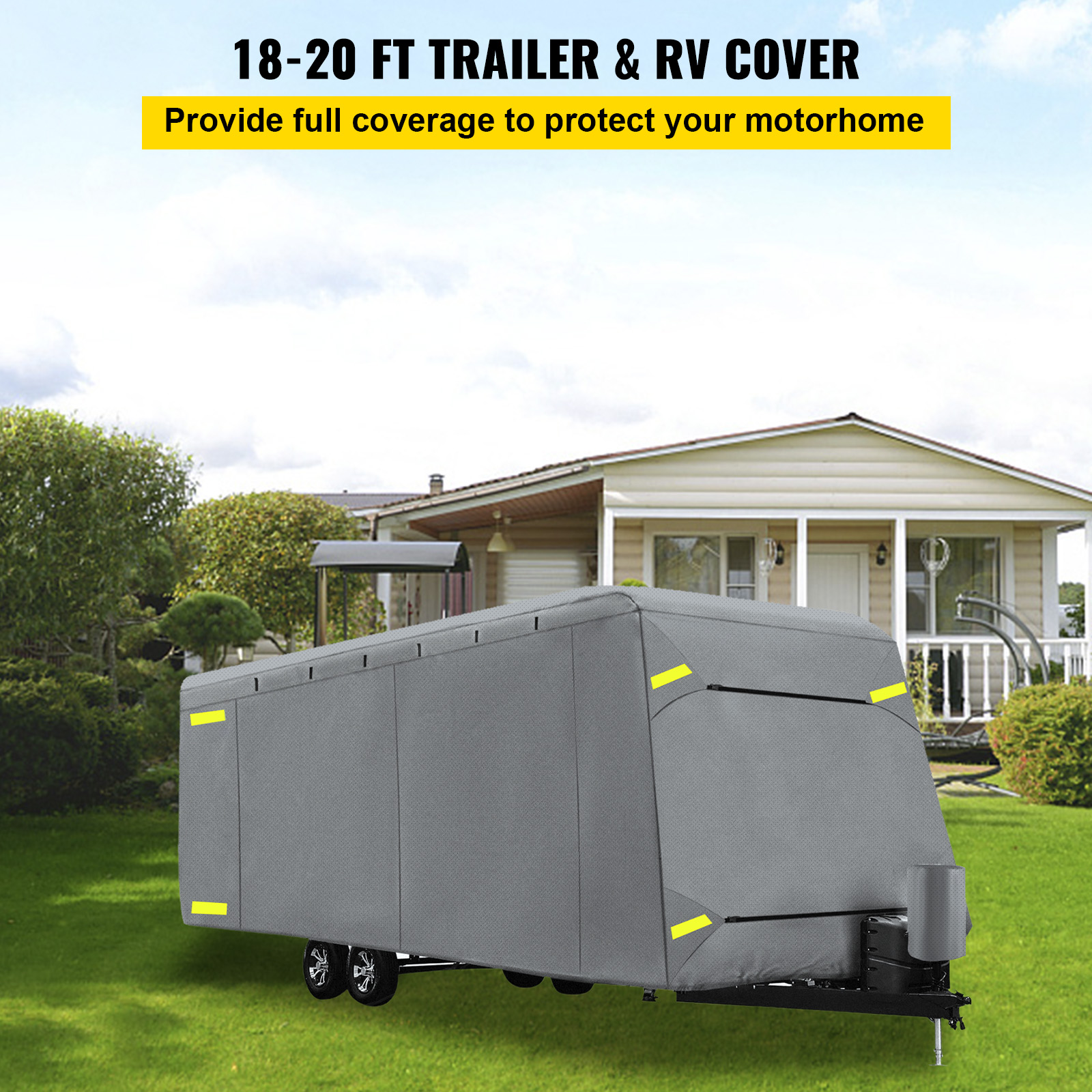 VEVOR RV Cover 18'-20' and Extra-Thick 4 Layers Travel Trailer RV Cover Durable Camper Cover, Waterproof Breathable Anti-UV Ripstop for RV Motorhome with Storage Bag - image 2 of 9