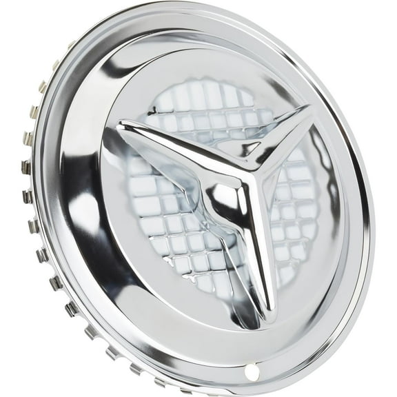 Speedway Motors Tri-Bar Spinner Style 15 Inch Wheel Cover, Chrome Steel Hubcap, Spinner Bar is Fixed, Clips on to Wheel for Easy Installation, Sold Individually