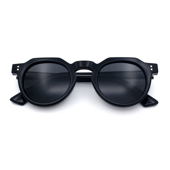 SA106 Geometric Bevel Horn Rim Polarized Sunglasses Hipster UV400 TAC Lenses / All Black