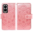 thumbnail image 5 of Compatible with Cricket Debut S3/AT&T Vista 2 Wallet Phone Case and Tempered Glass Screen Protector Flower Faux Leather Flip Credit Card Holder Stand Zipper Cell Cover for U572AC U572AA Women Pink, 5 of 8