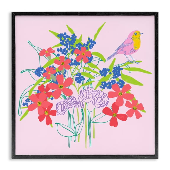 Stupell Industries Bohemian Abstract Floral Arrangement Black Framed Giclee Art, 12 x 12, by Pragya Kothari