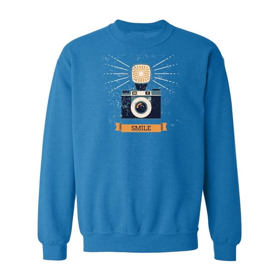 Smile! Retro Camera With Flash Sweatshirt Men -Image by Shutterstock, Male x-Large