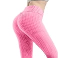thumbnail image 5 of Women High Waisted Workout Yoga Pants Butt Lifting Scrunch Booty Leggings Tummy Control Anti Cellulite Textured Tights Pink M, 5 of 5