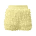 thumbnail image 4 of FYEGRE High Waisted Ruffle Shorts for Women Girls, Cute Lace Layered Bloomers, Going Out Mini Micro Bloomer Yellow M, 4 of 4